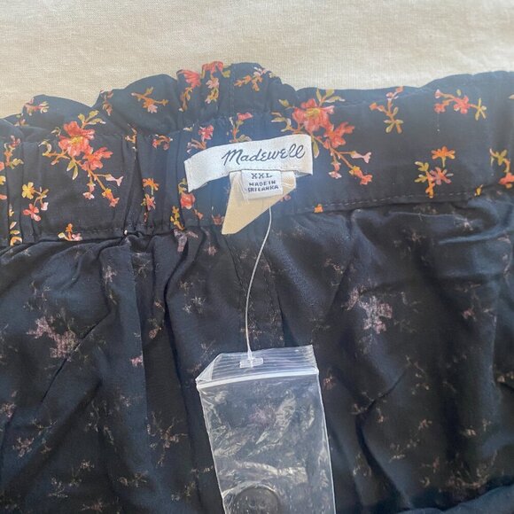 Host Pick 🎀 NWOT Madewell Black Floral Button-front Mini Skirt Size XXL - Picture 5 of 8